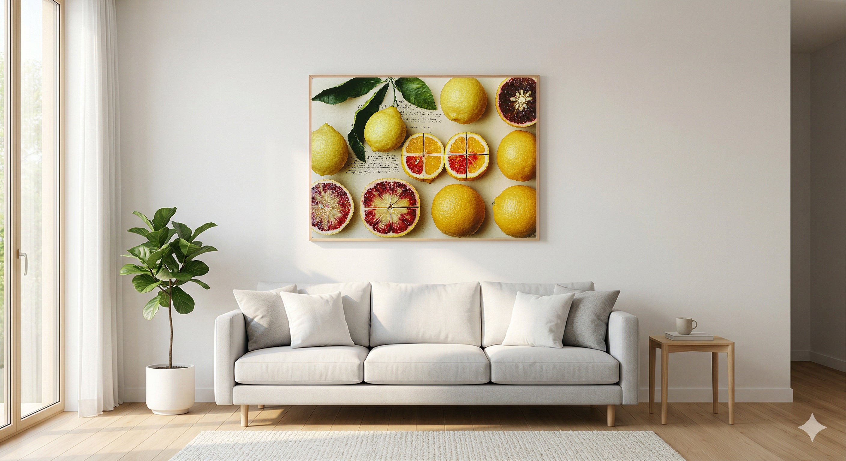 Citrus Varieties Canvas Wall Art | Vintage Botanical Plate Print, Mediterranean Kitchen Decor, Stretched Canvas — citrus-varieties-botanical-plate-living-room-wall-art.jpg