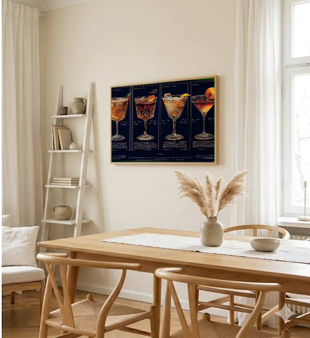 Classic Cocktail Canvas Wall Art | Recipe Grid Print, Bar Cart Mixology Decor, Stretched Canvas — classic-cocktail-recipe-grid-dining-room-wall-art.jpg