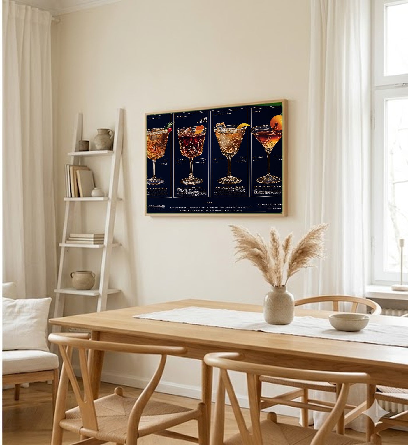 Classic Cocktail Canvas Wall Art | Recipe Grid Print, Bar Cart Mixology Decor, Stretched Canvas — classic-cocktail-recipe-grid-dining-room-wall-art.jpg