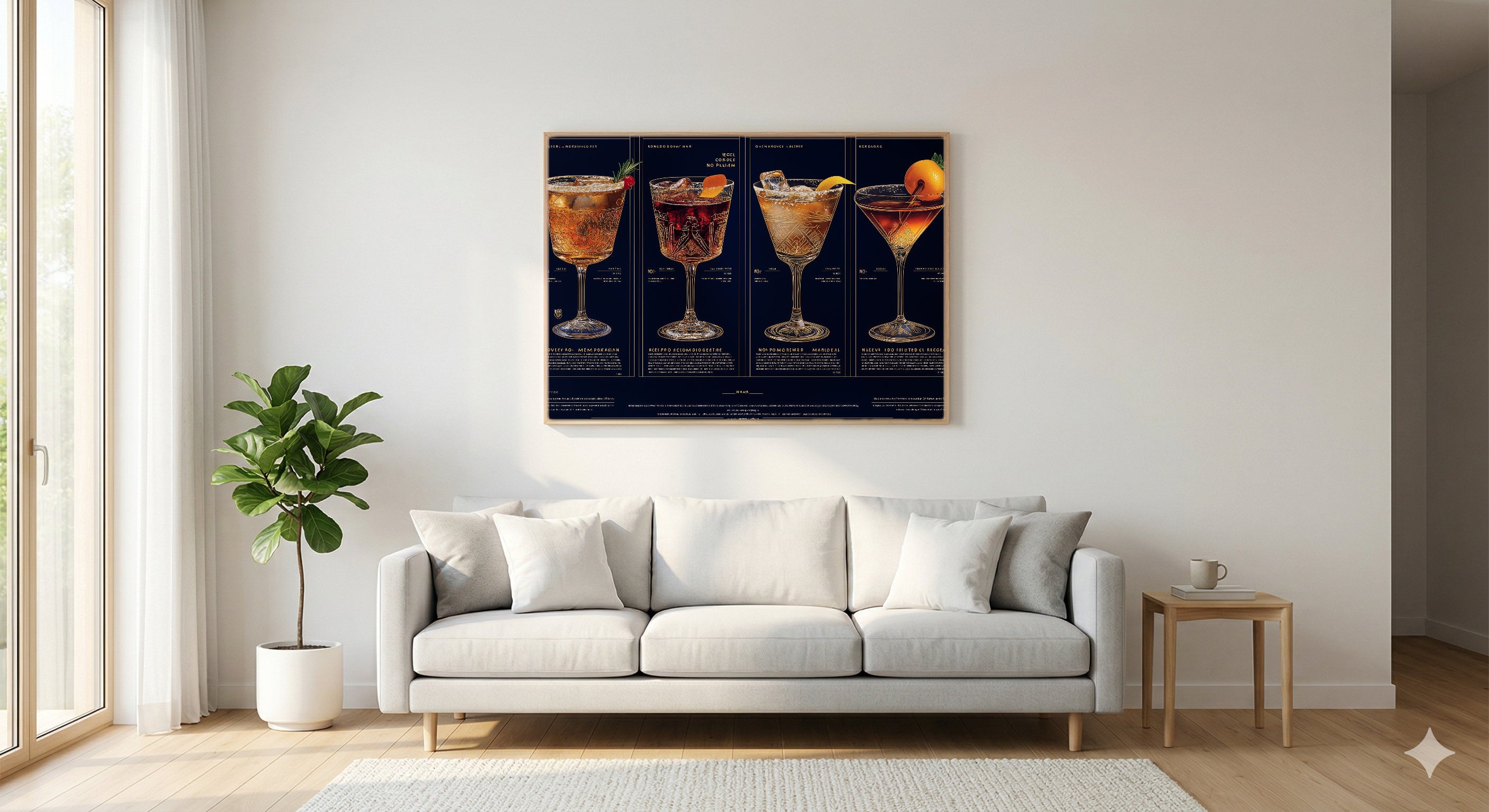 Classic Cocktail Canvas Wall Art | Recipe Grid Print, Bar Cart Mixology Decor, Stretched Canvas — classic-cocktail-recipe-grid-living-room-wall-art.jpg
