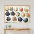 A Dreamy Coastal Shell Collection Blue White Dreamy Tropical Print — Soulful Wall Art for the Sunroom, Giclée on Canvas — coastal-shell-collection-blue-white-canvas-print.jpg