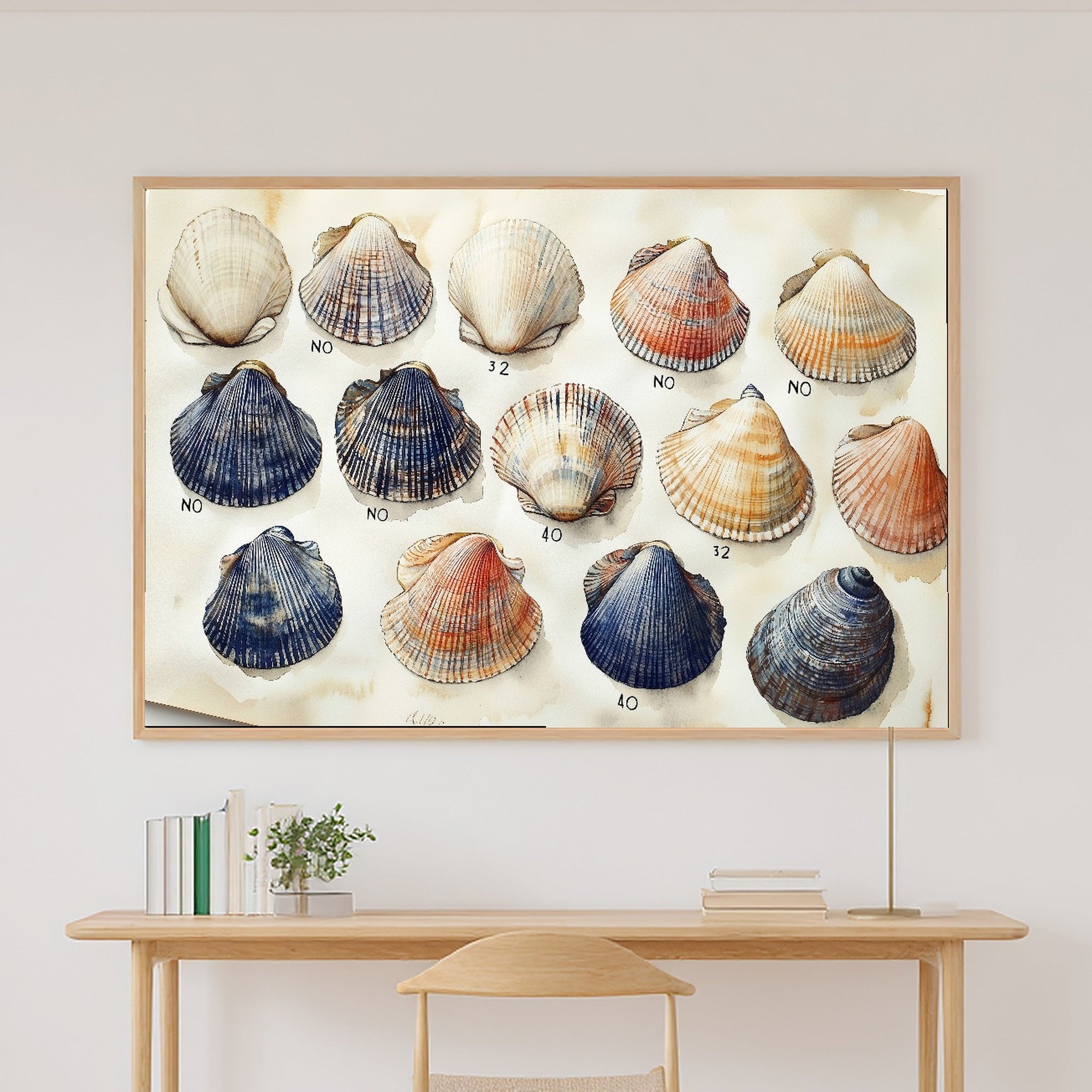 A Dreamy Coastal Shell Collection Blue White Dreamy Tropical Print — Soulful Wall Art for the Sunroom, Giclée on Canvas — coastal-shell-collection-blue-white-canvas-print.jpg