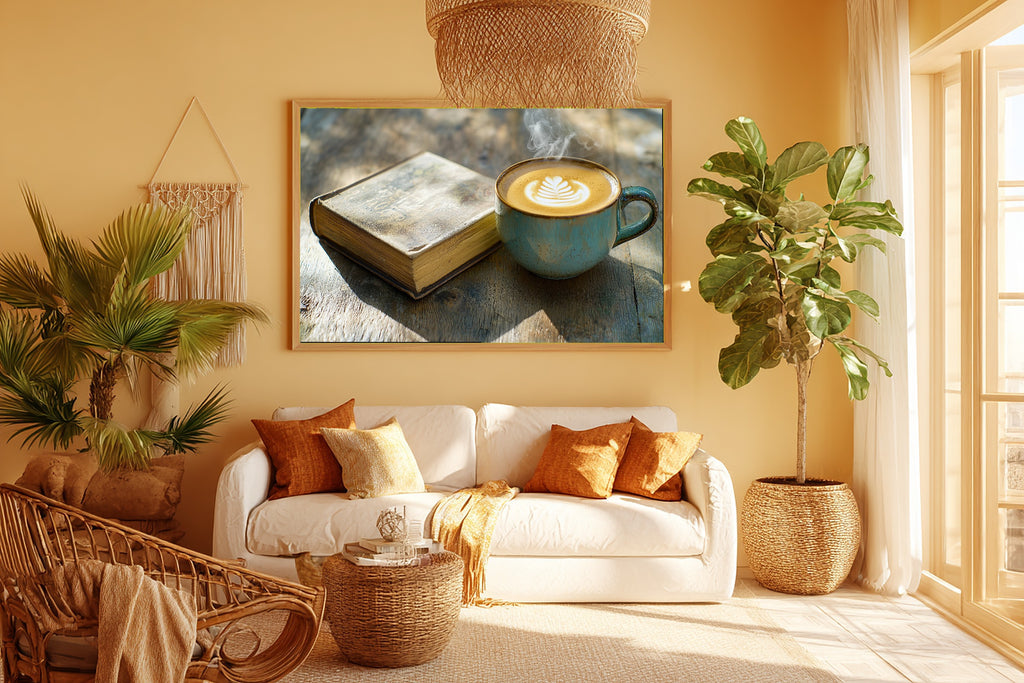 Cozy Coffee Cup Still Life Warm — Dreamy Timeless Wall Art, Warm Living Room Decor, Stretched Canvas, Ready to Hang — coffee-cup-still-life-warm-room-5-wall-art.jpg