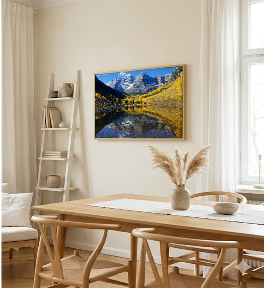 Maroon Bells Canvas Wall Art | Colorado Aspen Print, Fall Aspens, Mountain Decor, Stretched Canvas — colorado-maroon-bells-dining-room-wall-art.jpg