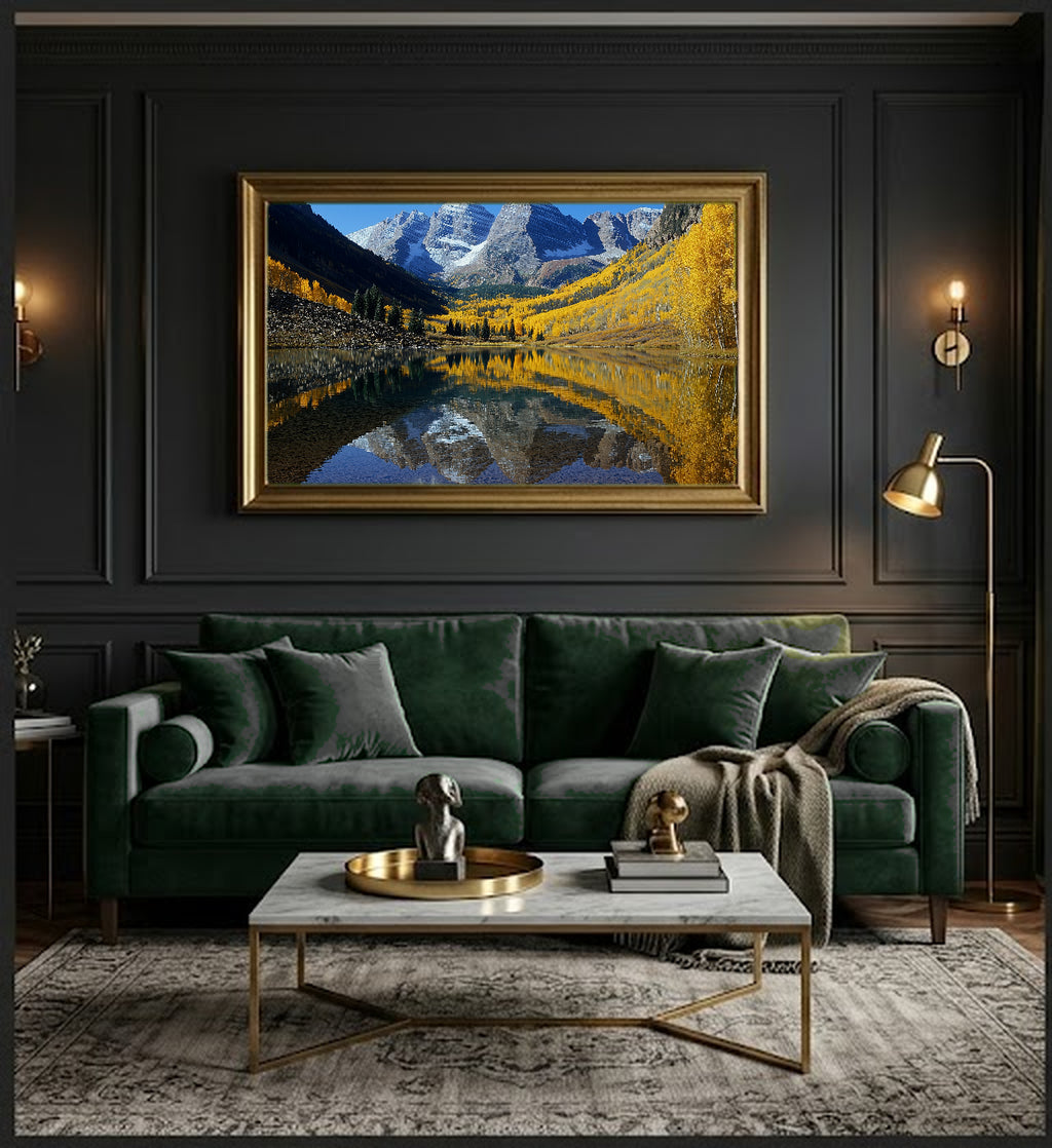 Maroon Bells Canvas Wall Art | Colorado Aspen Print, Fall Aspens, Mountain Decor, Stretched Canvas — colorado-maroon-bells-office-wall-art.jpg