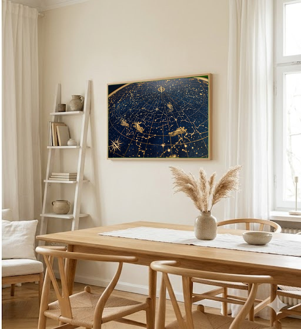 Constellation Canvas Wall Art | Night Sky Dome Print, Celestial Decor, Stretched Canvas — constellation-sky-dome-dining-room-wall-art.jpg