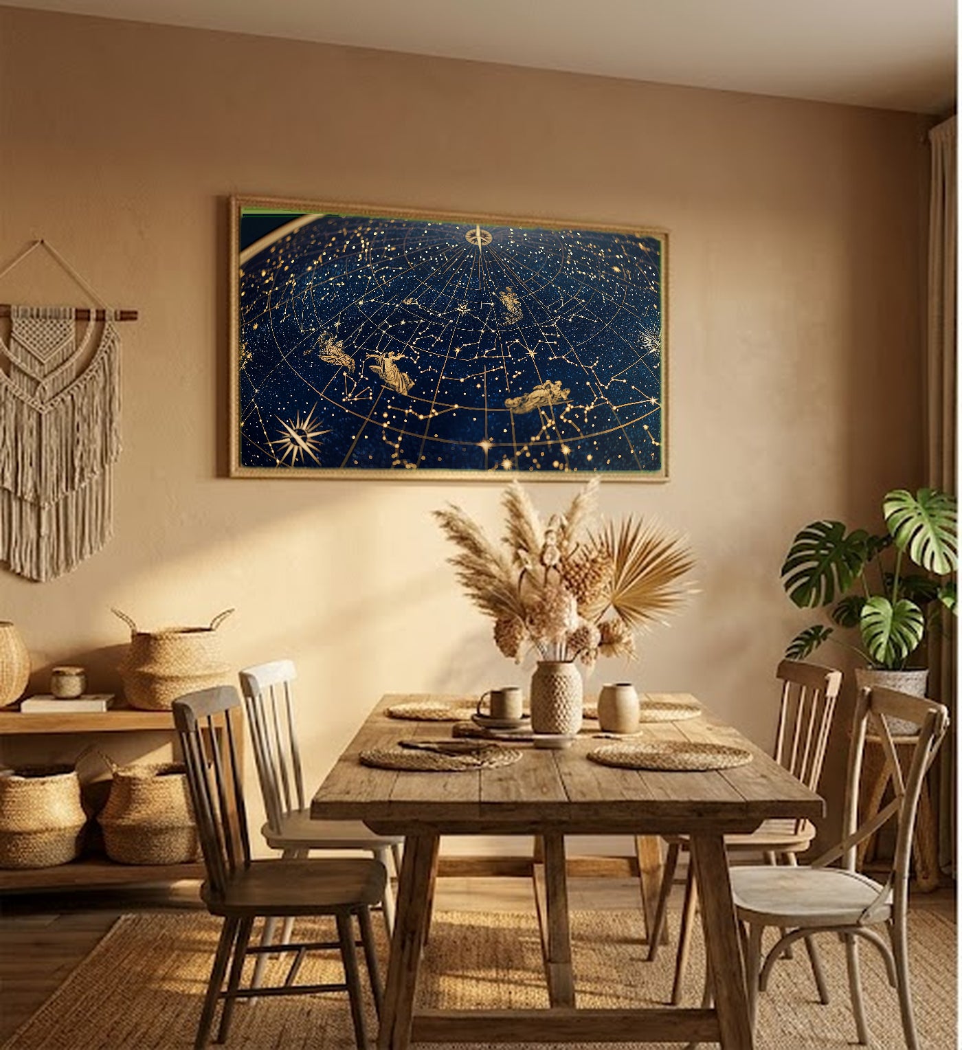 Constellation Canvas Wall Art | Night Sky Dome Print, Celestial Decor, Stretched Canvas — constellation-sky-dome-hallway-wall-art.jpg