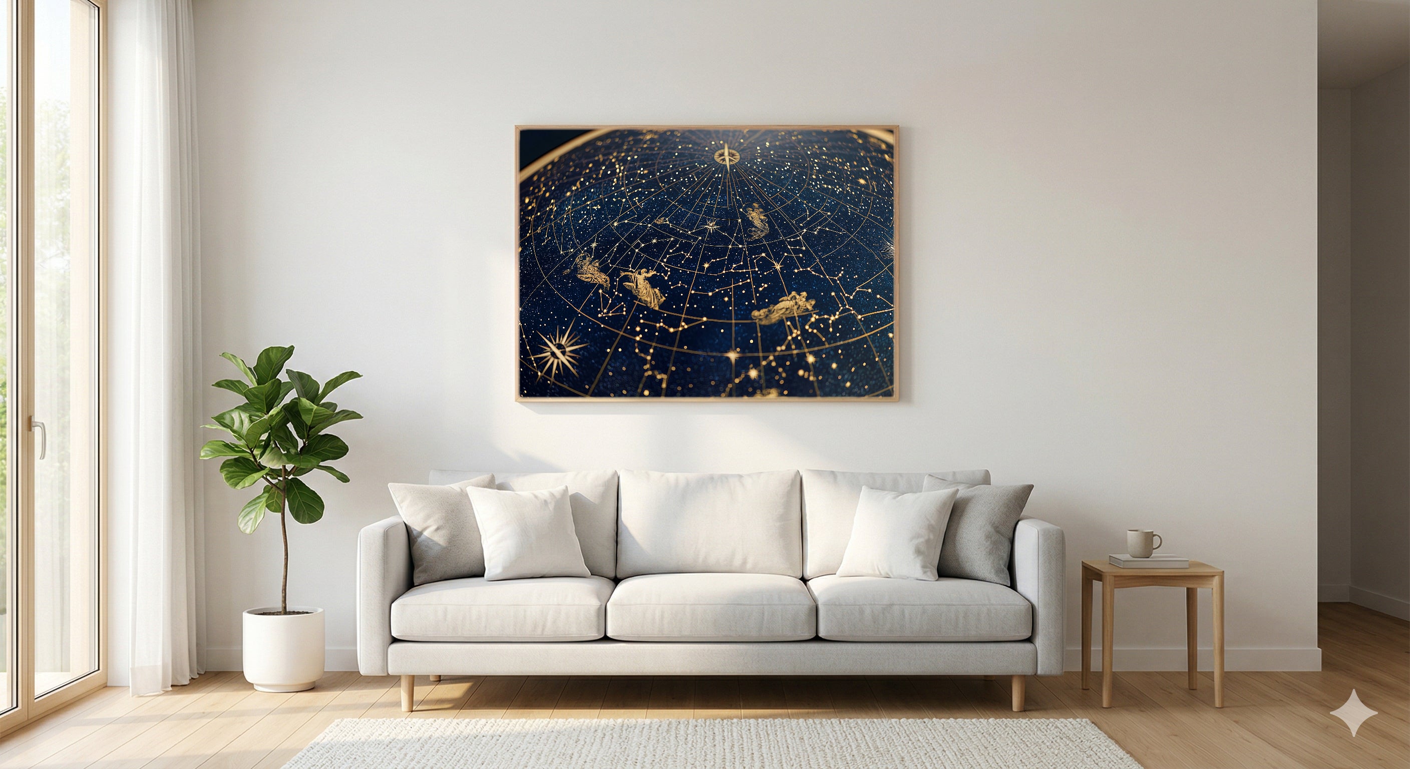 Constellation Canvas Wall Art | Night Sky Dome Print, Celestial Decor, Stretched Canvas — constellation-sky-dome-living-room-wall-art.jpg