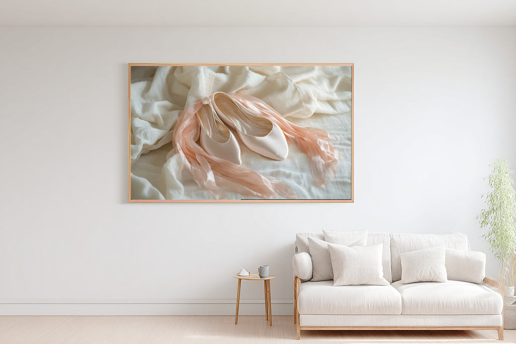 Hand-picked Coquette Ballet Slippers Ribbon Giclée Print — Dreamy Cozy Studio for the Living Room, Ready-to-Hang Art Lover in Your Life Gift — coquette-ballet-slippers-ribbon-bedroom-wall-art.jpg