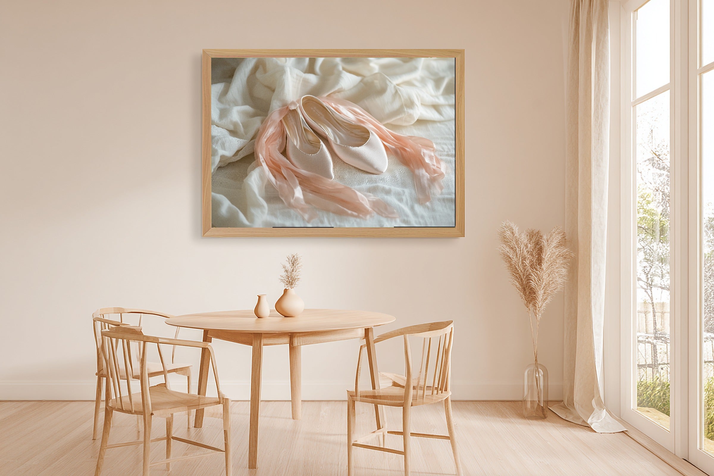 Hand-picked Coquette Ballet Slippers Ribbon Giclée Print — Dreamy Cozy Studio for the Living Room, Ready-to-Hang Art Lover in Your Life Gift — coquette-ballet-slippers-ribbon-dining-room-wall-art.jpg