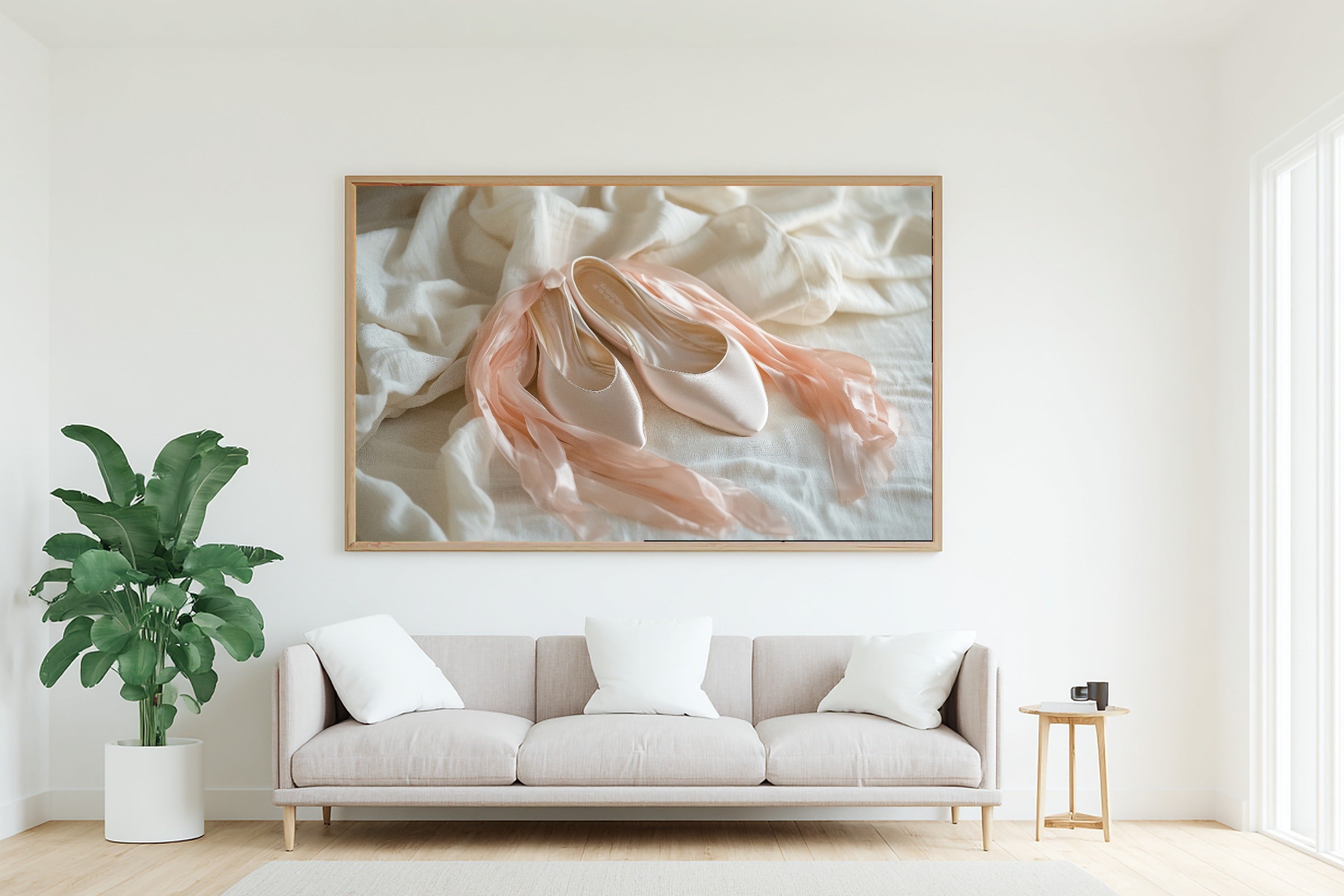 Hand-picked Coquette Ballet Slippers Ribbon Giclée Print — Dreamy Cozy Studio for the Living Room, Ready-to-Hang Art Lover in Your Life Gift — coquette-ballet-slippers-ribbon-living-room-wall-art.jpg