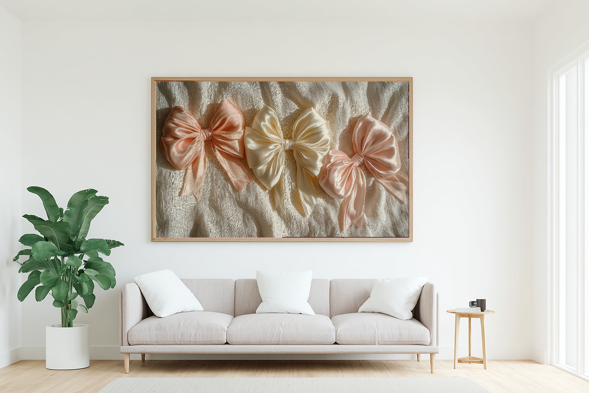 Quiet Coquette Bow Series Pastel — Dreamy Timeless Wall Art, Warm Living Room Decor, Stretched Canvas, Ready to Hang — coquette-bow-series-pastel-living-room-wall-art.jpg