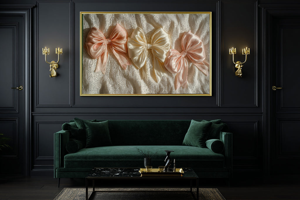 Quiet Coquette Bow Series Pastel — Dreamy Timeless Wall Art, Warm Living Room Decor, Stretched Canvas, Ready to Hang — coquette-bow-series-pastel-office-wall-art.jpg