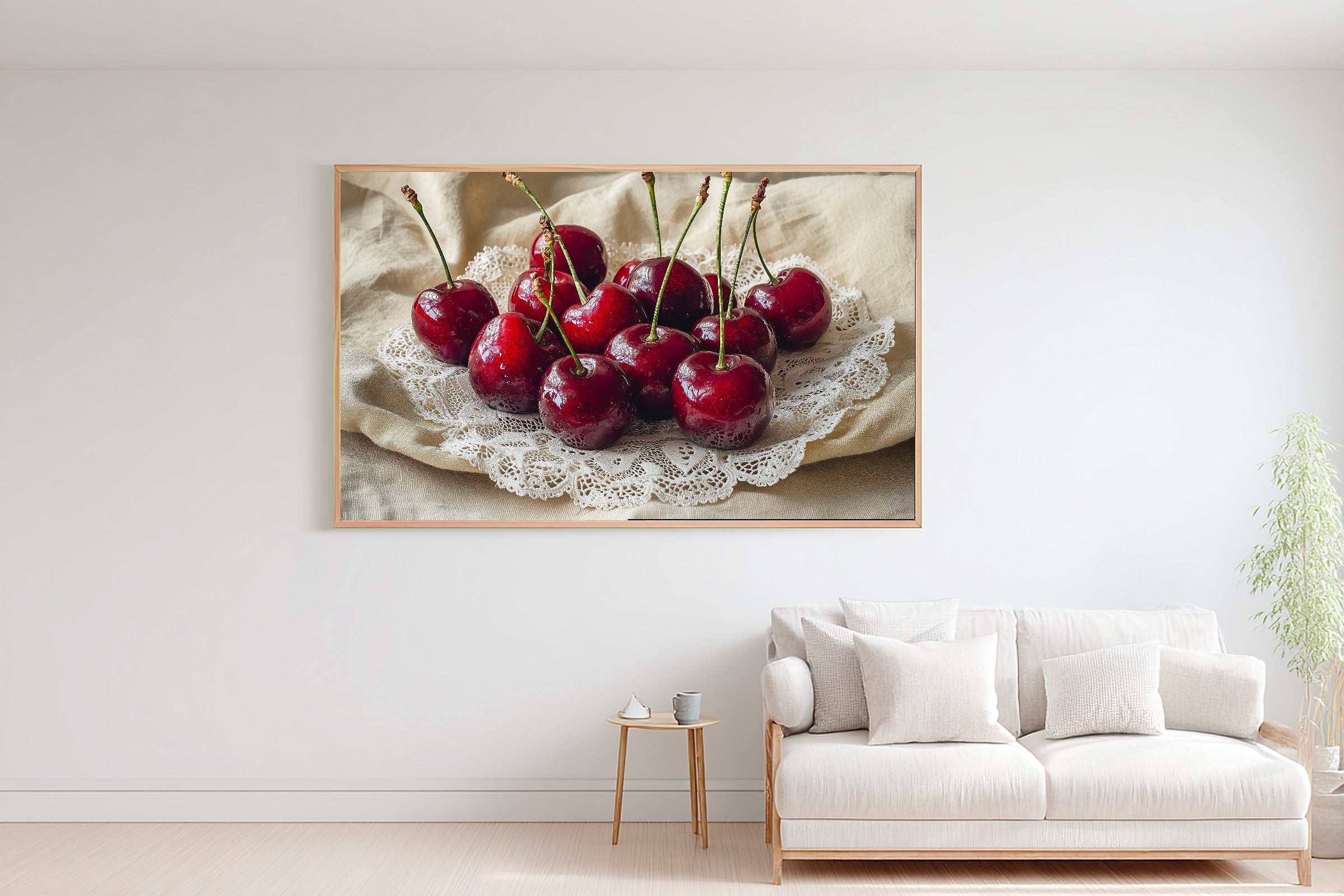 Hand-picked Coquette Cherries Lace Red Giclée Print — Stunning Soft Painterly for the Living Room, Ready-to-Hang Art Lover in Your Life Gift — coquette-cherries-lace-red-bedroom-wall-art.jpg