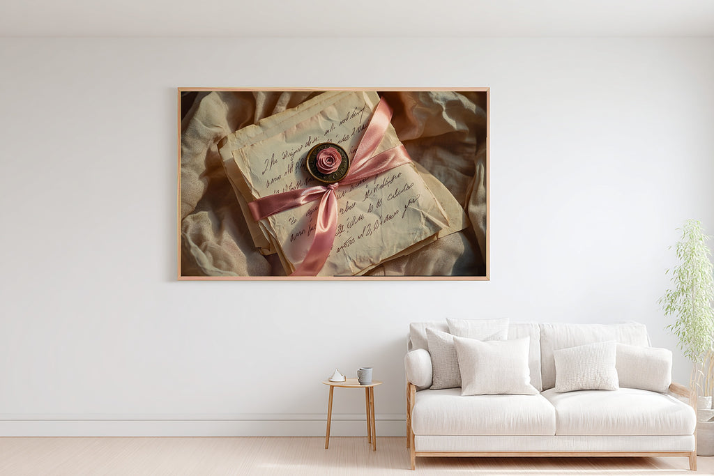 Cozy Studio Coquette Love Letter Still Life Art Print — Timeless Decor for the Living Room — coquette-love-letter-still-life-bedroom-wall-art.jpg