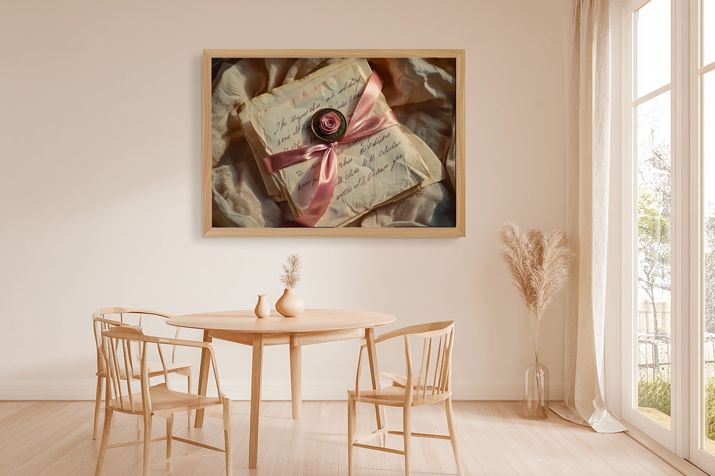 Cozy Studio Coquette Love Letter Still Life Art Print — Timeless Decor for the Living Room — coquette-love-letter-still-life-dining-room-wall-art.jpg
