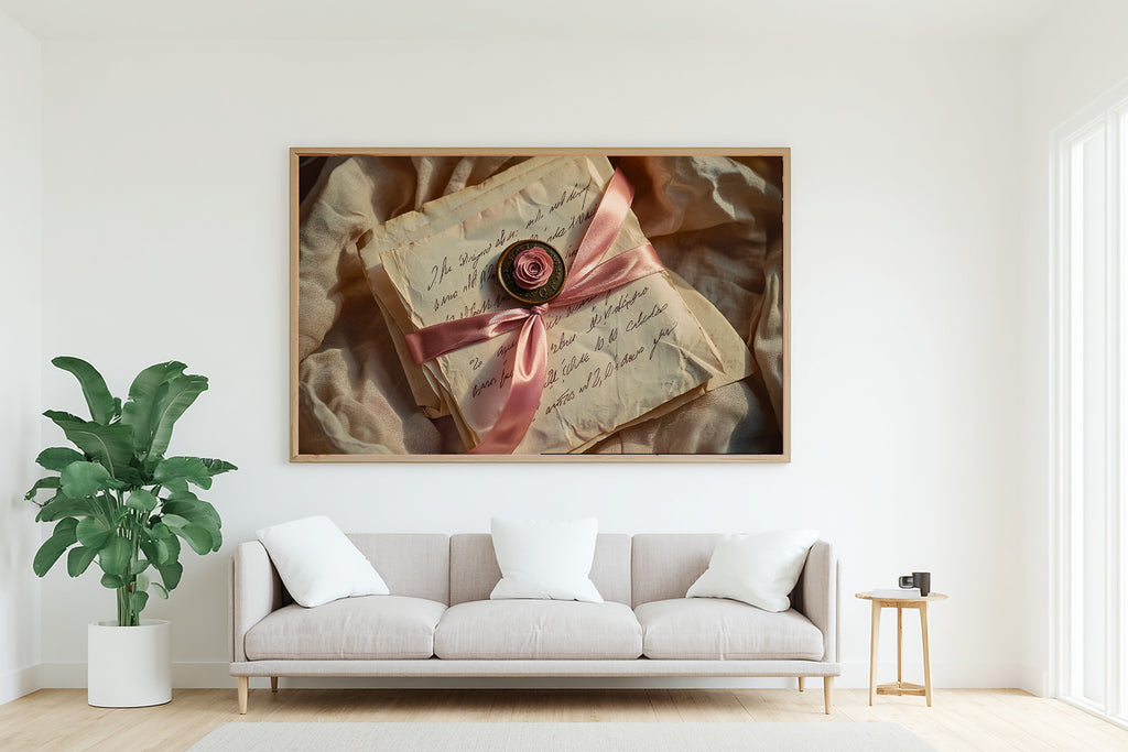 Cozy Studio Coquette Love Letter Still Life Art Print — Timeless Decor for the Living Room — coquette-love-letter-still-life-living-room-wall-art.jpg