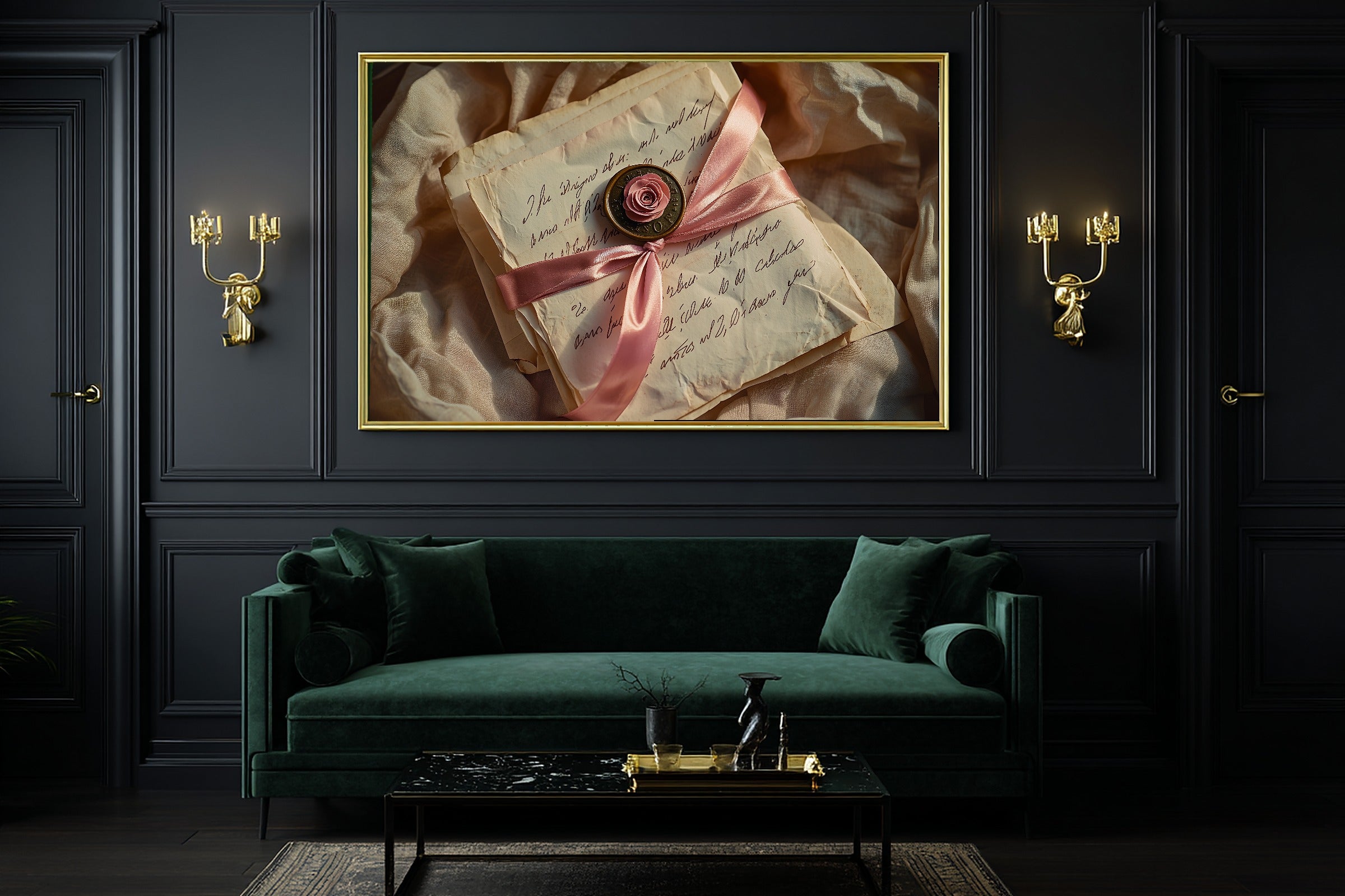 Cozy Studio Coquette Love Letter Still Life Art Print — Timeless Decor for the Living Room — coquette-love-letter-still-life-office-wall-art.jpg
