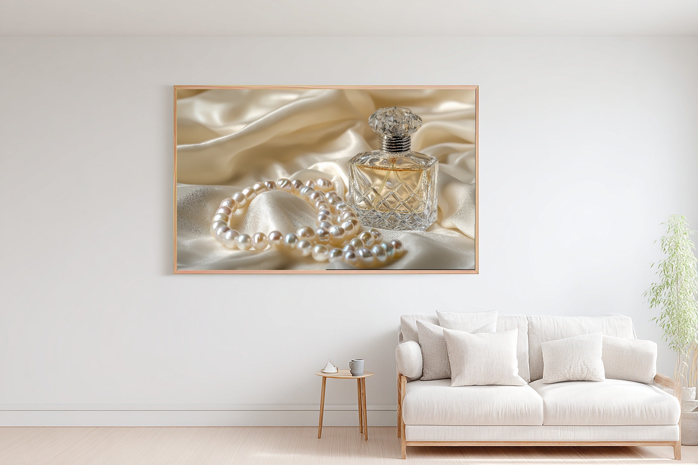 A Dreamy Coquette Perfume Bottle Pearls Dreamy Timeless Print — Moody Wall Art for the Living Room, Giclée on Canvas — coquette-perfume-bottle-pearls-bedroom-wall-art.jpg