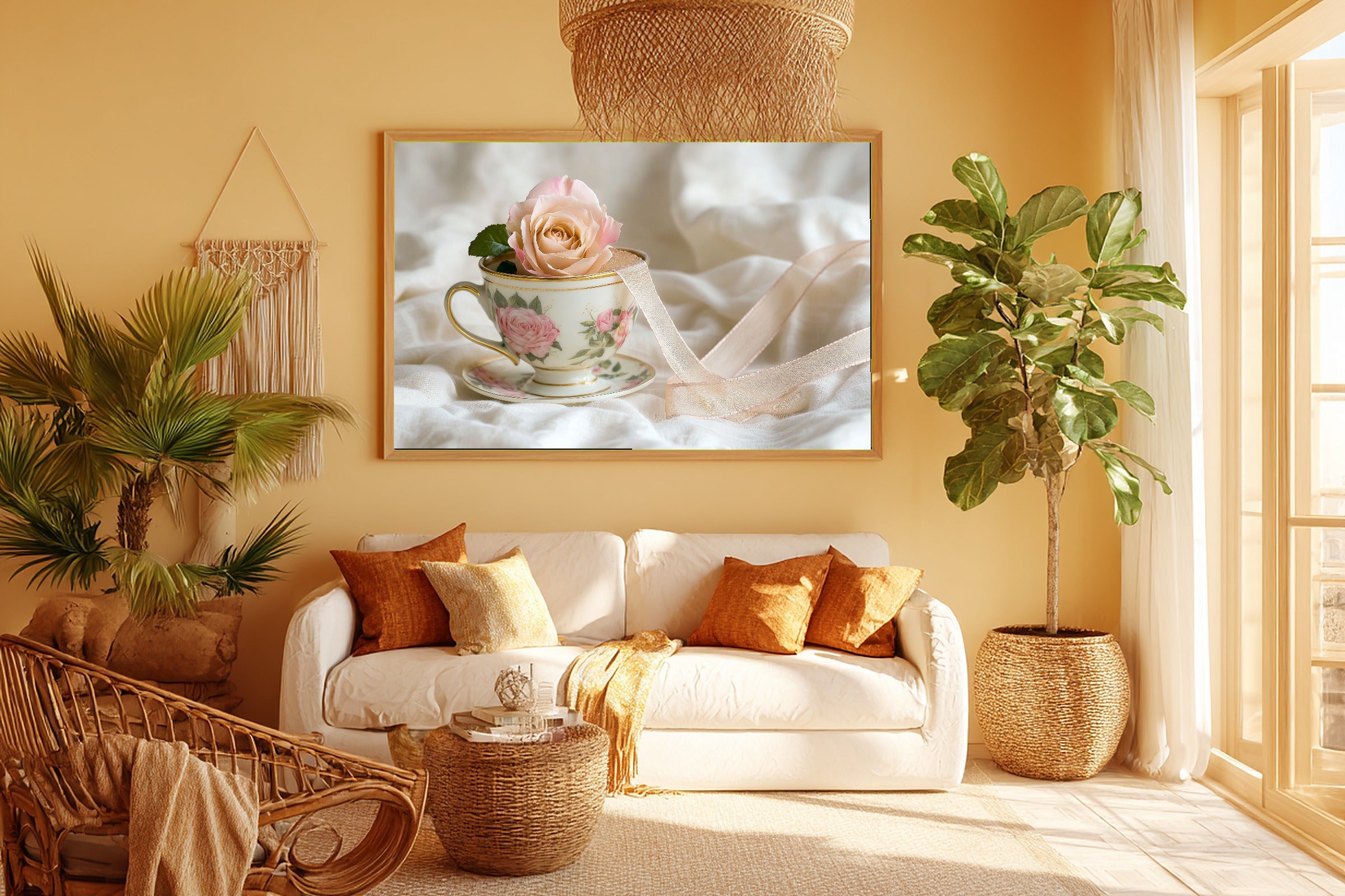 Hand-picked Coquette Rose Teacup Vintage Giclée Print — Dreamy Cozy Studio for the Living Room, Ready-to-Hang Art Lover in Your Life Gift — coquette-rose-teacup-vintage-room-5-wall-art.jpg