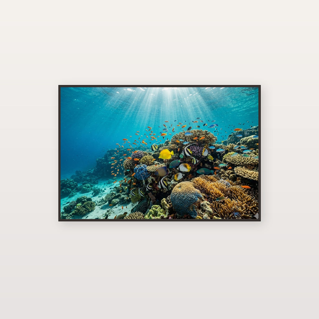 Coral Reef Canvas Wall Art - Underwater Print, Tropical Fish, Ocean Life, Marine Art, Stretched Canvas — coral reef underwater canvas print