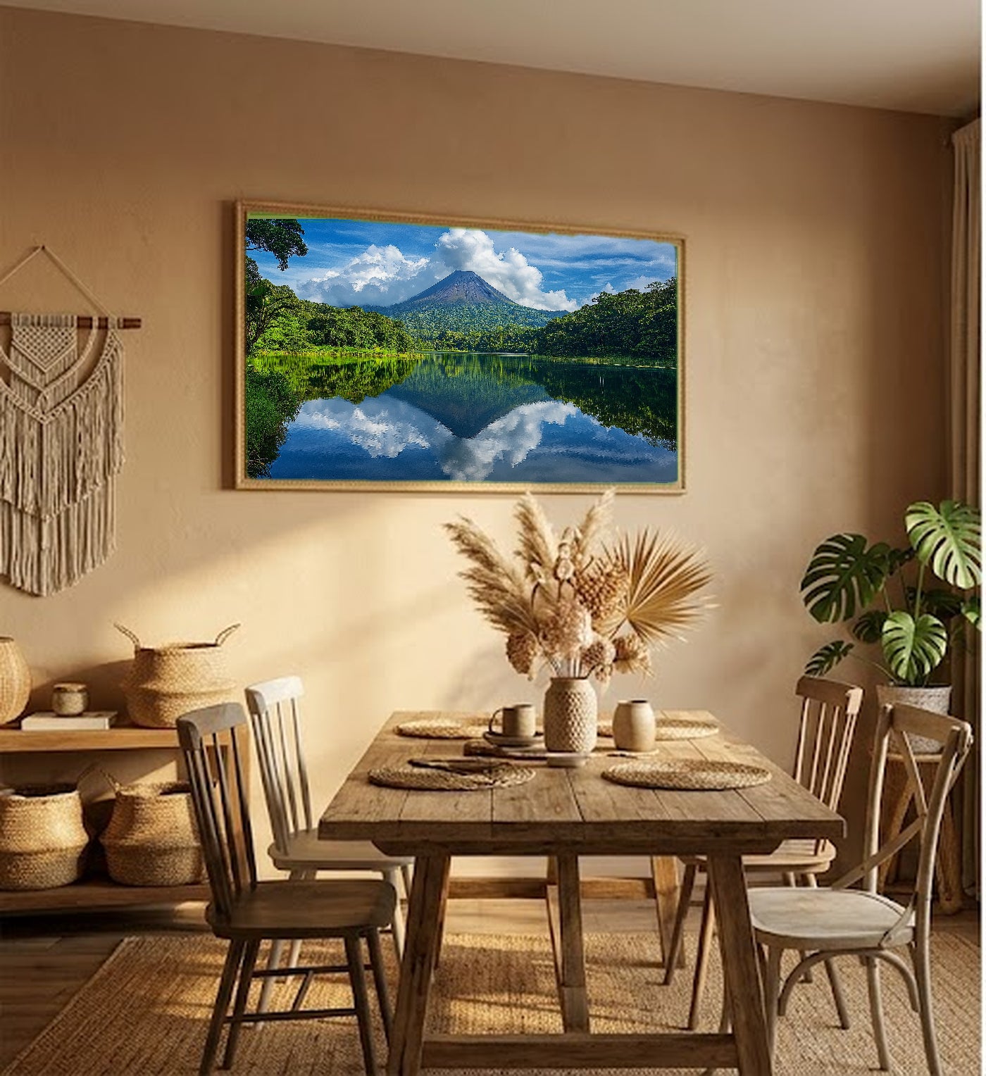 Arenal Volcano Canvas Wall Art | Costa Rica Print, Rainforest Landscape, Nature Decor, Stretched Canvas — costa-rica-arenal-hallway-wall-art.jpg