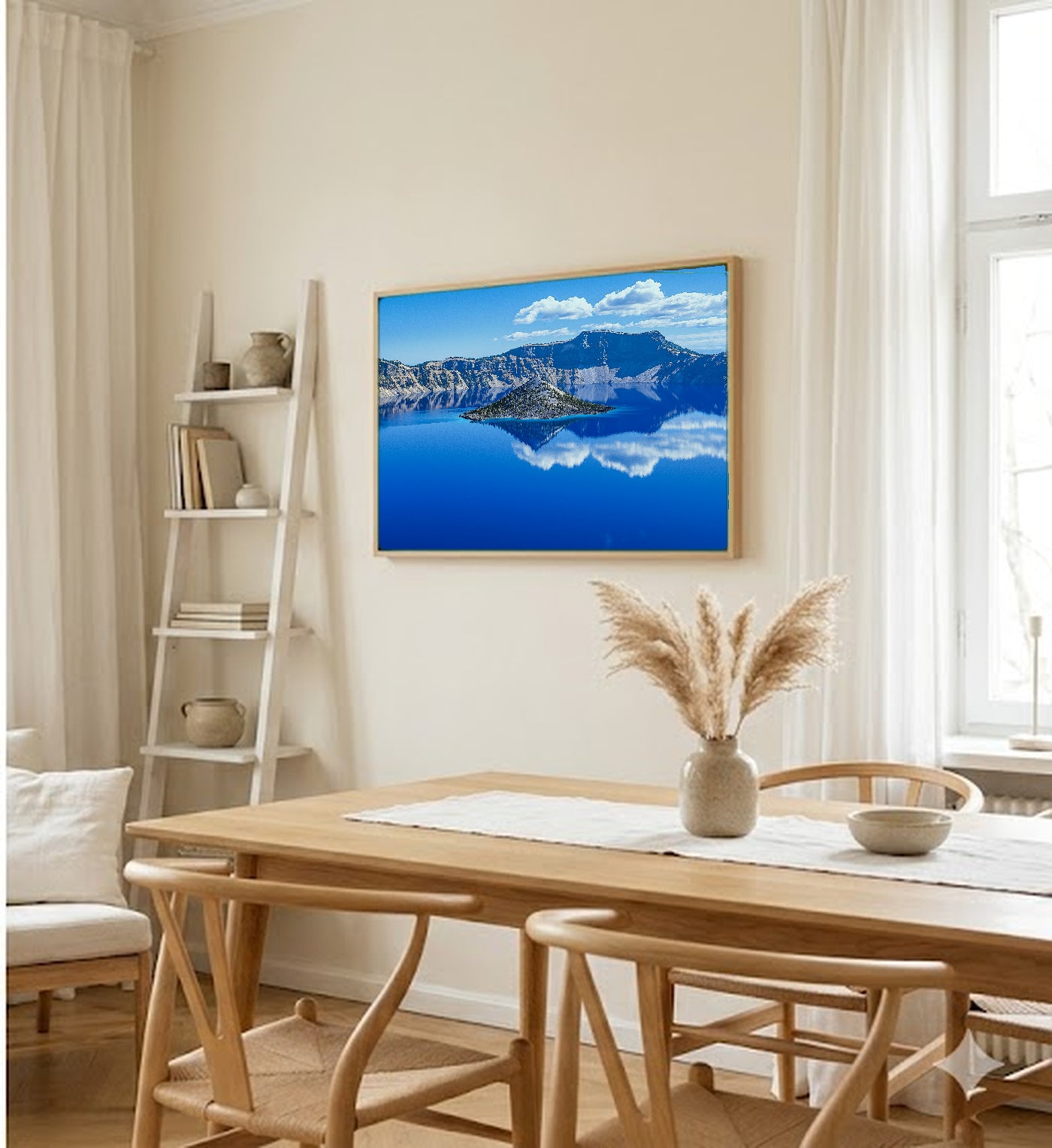 Crater Lake Canvas Wall Art | Oregon Blue Water Print, Volcanic Lake, Nature Decor, Stretched Canvas — crater-lake-oregon-dining-room-wall-art.jpg
