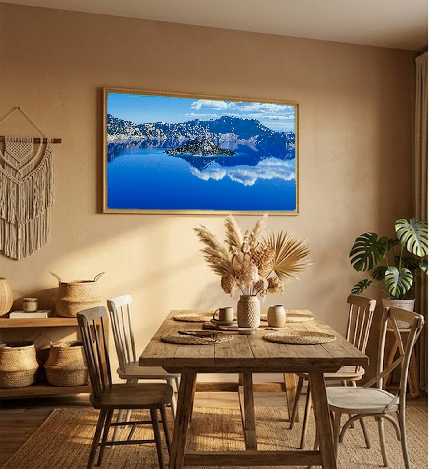 Crater Lake Canvas Wall Art | Oregon Blue Water Print, Volcanic Lake, Nature Decor, Stretched Canvas — crater-lake-oregon-hallway-wall-art.jpg