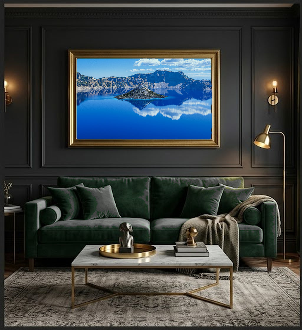 Crater Lake Canvas Wall Art | Oregon Blue Water Print, Volcanic Lake, Nature Decor, Stretched Canvas — crater-lake-oregon-office-wall-art.jpg