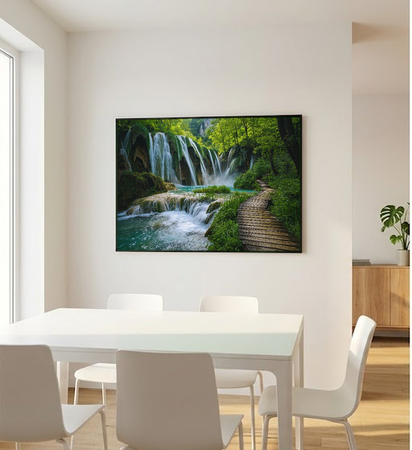 Plitvice Lakes Canvas Wall Art | Croatia Waterfalls Print, European Nature, Stretched Canvas — croatia-plitvice-bedroom-wall-art.jpg