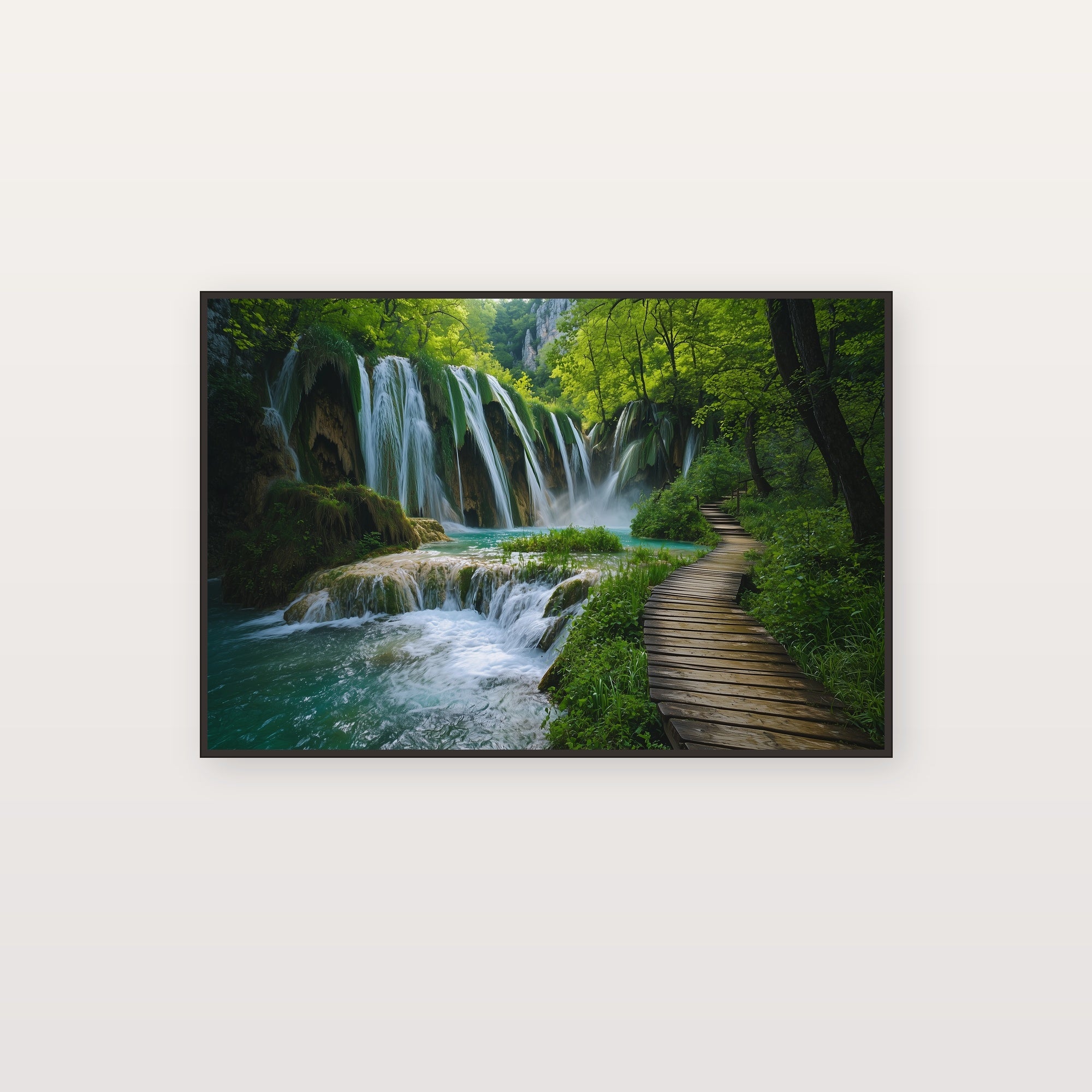 Plitvice Lakes Canvas Wall Art | Croatia Waterfalls Print, European Nature, Stretched Canvas — croatia-plitvice-canvas-print.jpg
