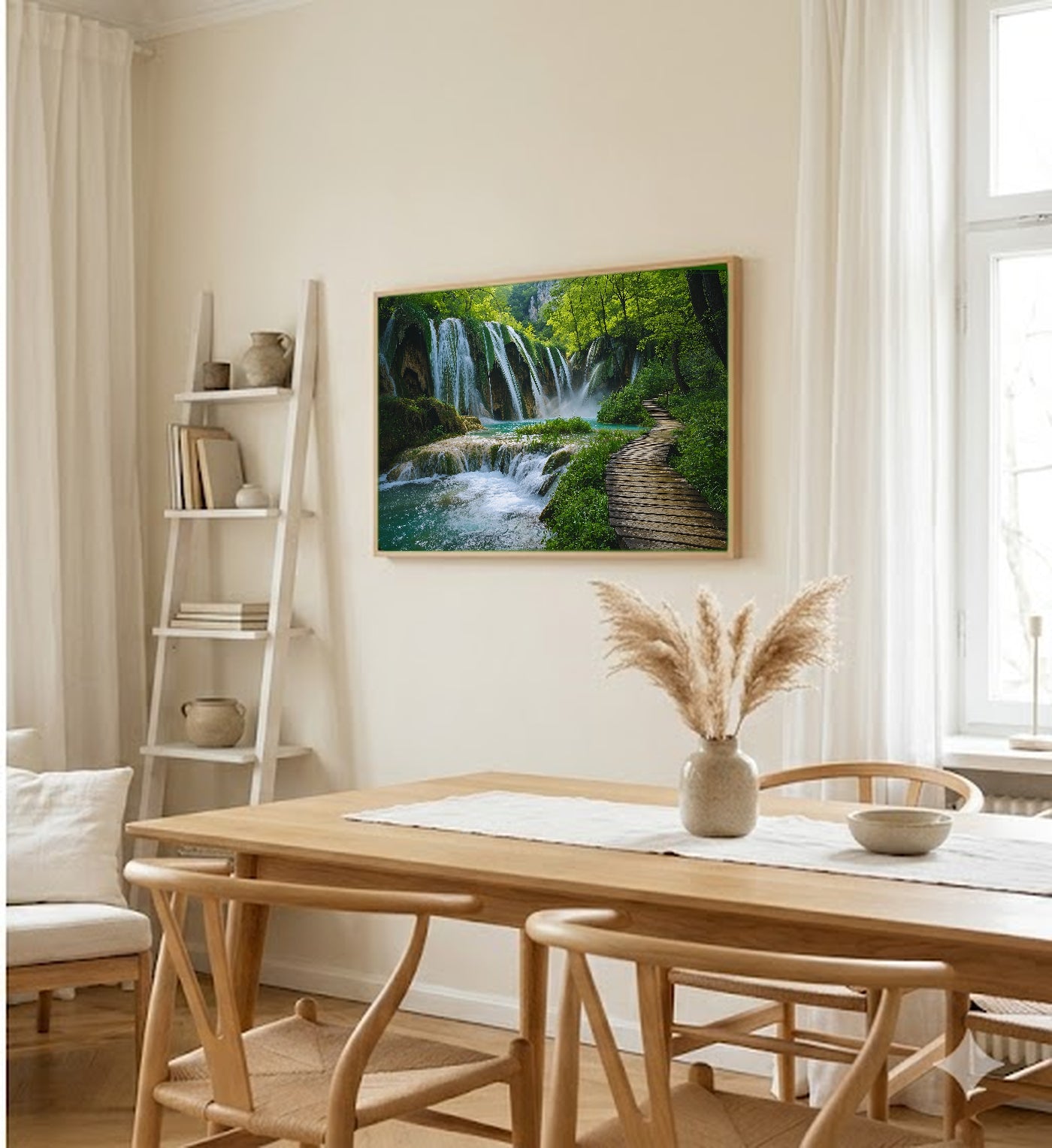 Plitvice Lakes Canvas Wall Art | Croatia Waterfalls Print, European Nature, Stretched Canvas — croatia-plitvice-dining-room-wall-art.jpg