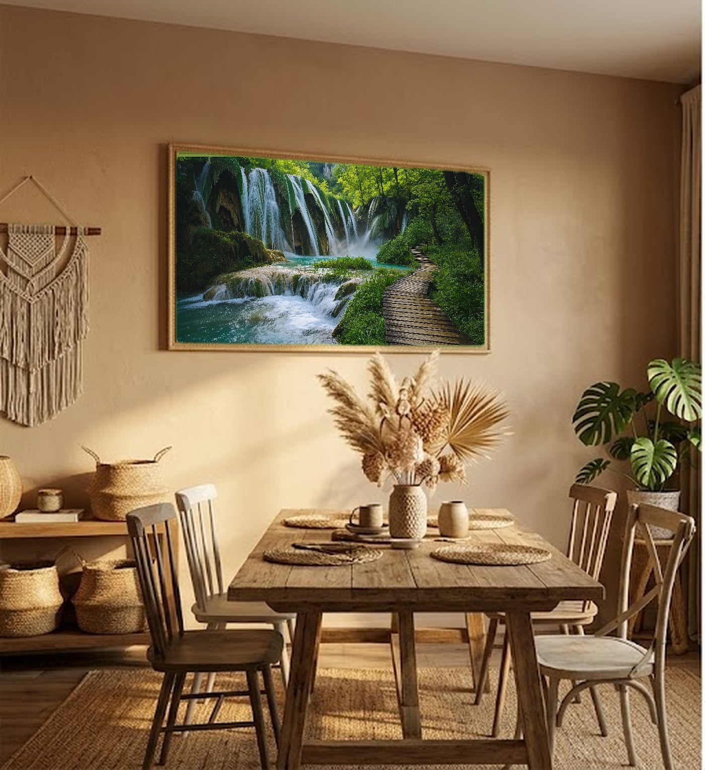 Plitvice Lakes Canvas Wall Art | Croatia Waterfalls Print, European Nature, Stretched Canvas — croatia-plitvice-hallway-wall-art.jpg