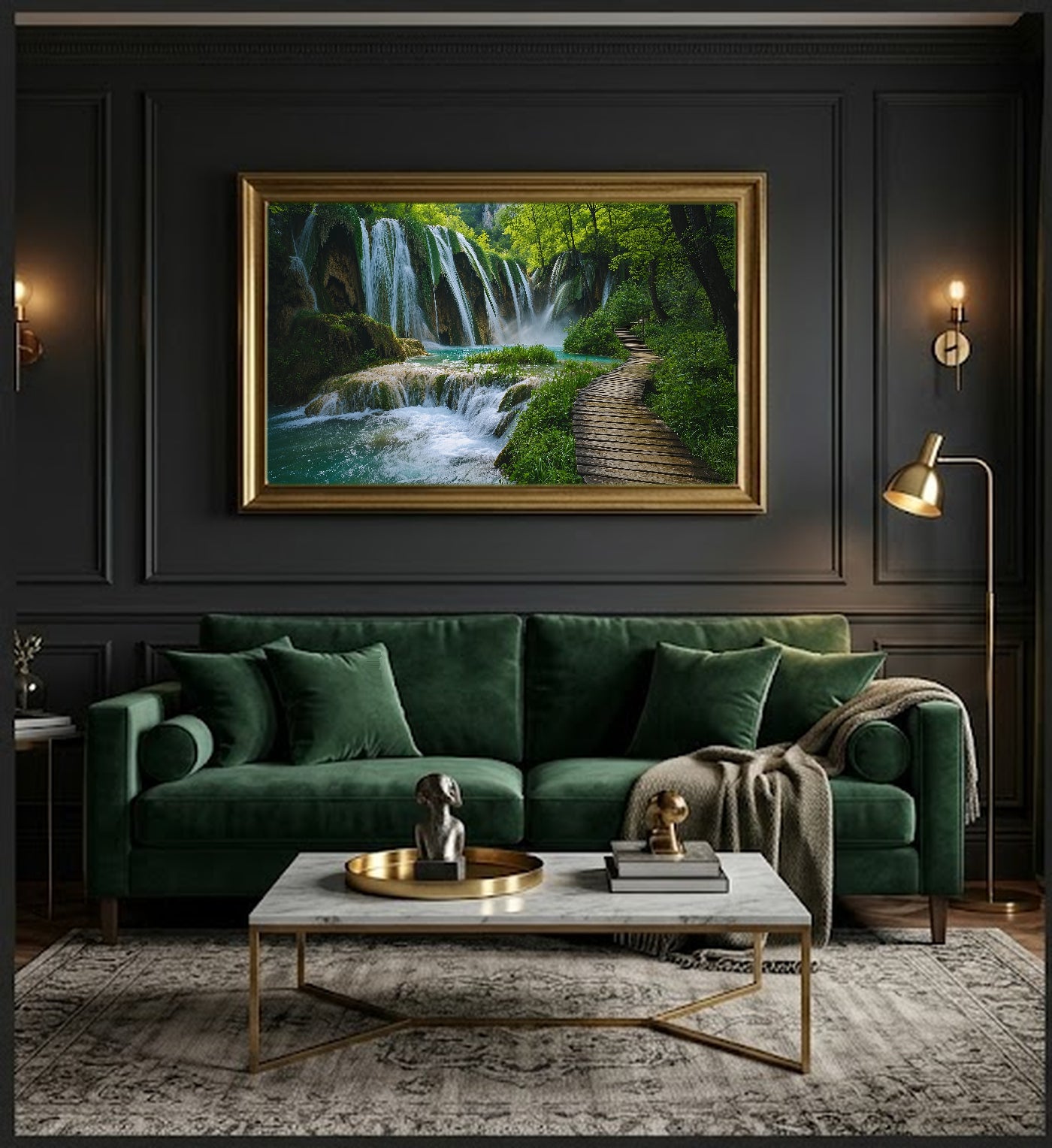 Plitvice Lakes Canvas Wall Art | Croatia Waterfalls Print, European Nature, Stretched Canvas — croatia-plitvice-office-wall-art.jpg