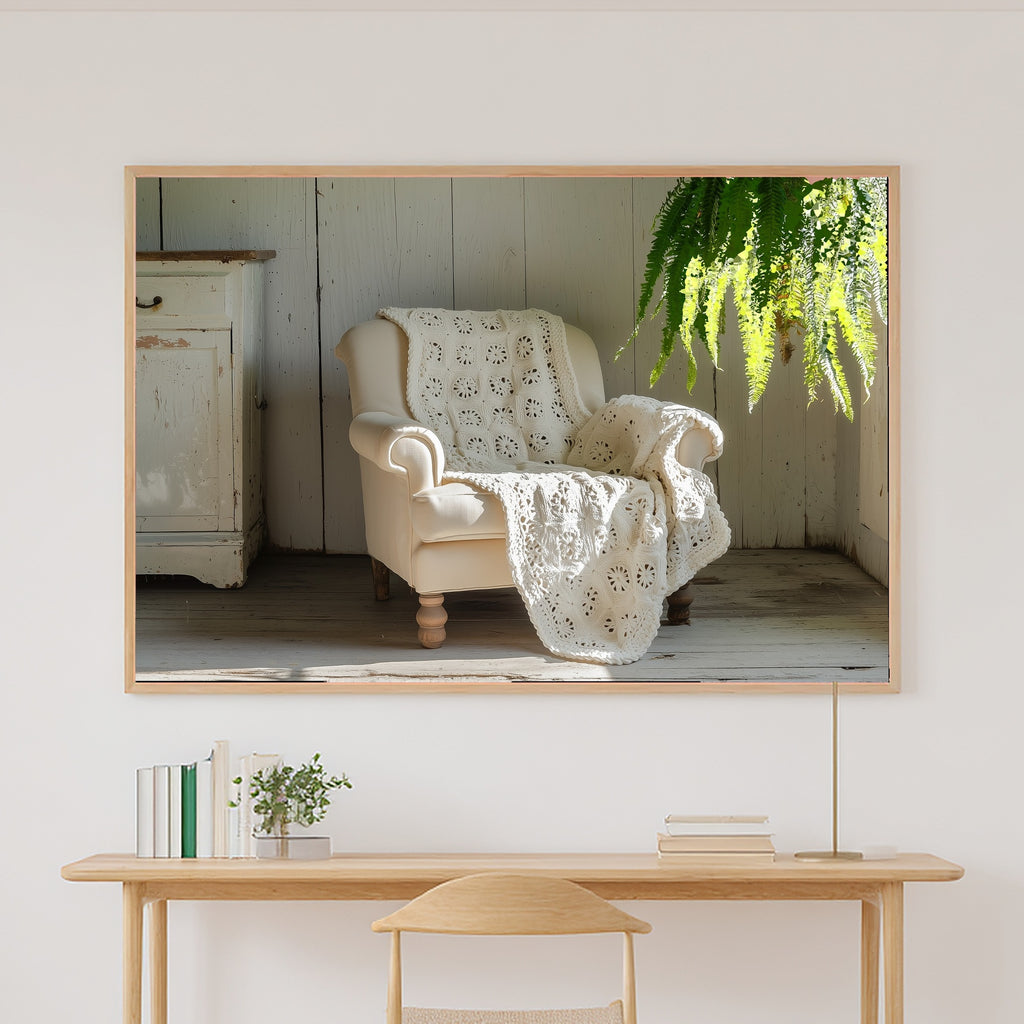 Crochet Quilt Grandmas Chair Stretched Canvas Print, Warm Gallery Wall Art Home Decor, Living Room Centerpiece, Ready to Hang — crochet-quilt-grandmas-chair-canvas-print.jpg