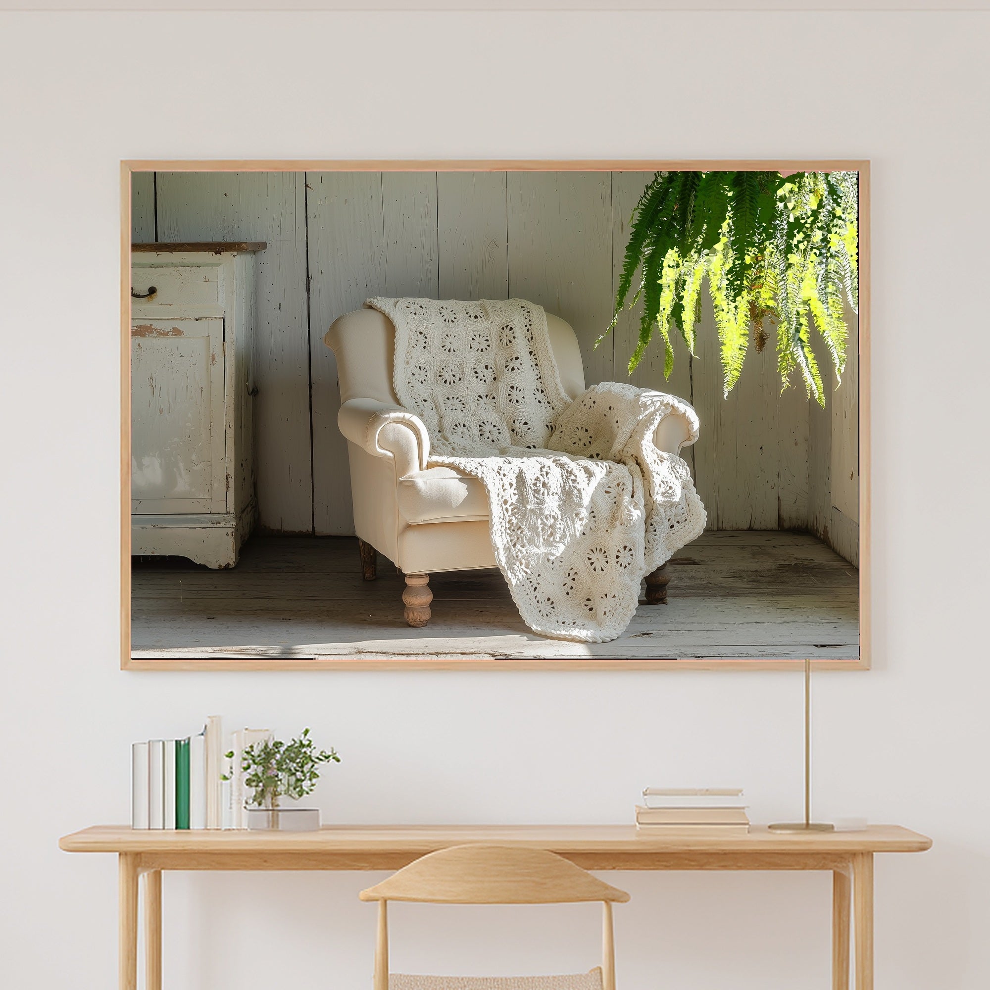 Crochet Quilt Grandmas Chair Stretched Canvas Print, Warm Gallery Wall Art Home Decor, Living Room Centerpiece, Ready to Hang — crochet-quilt-grandmas-chair-canvas-print.jpg