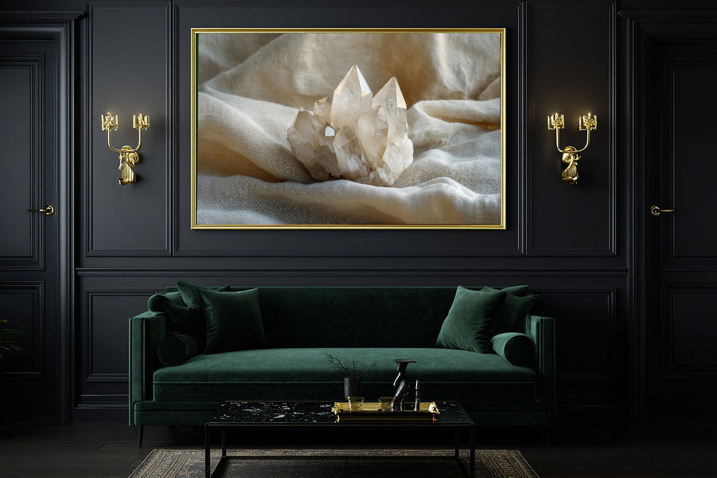 Crystal Cluster Moonstone Canvas Print, Soft Dreamy Glow, Perfect for the Living Room, Mother's Day Gift Idea — crystal-cluster-moonstone-office-wall-art.jpg