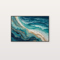 Abstract Teal Wave Canvas Wall Art | Ocean Fluid Print, Modern Coastal, Contemporary Decor, Stretched Canvas — abstract wave teal canvas print
