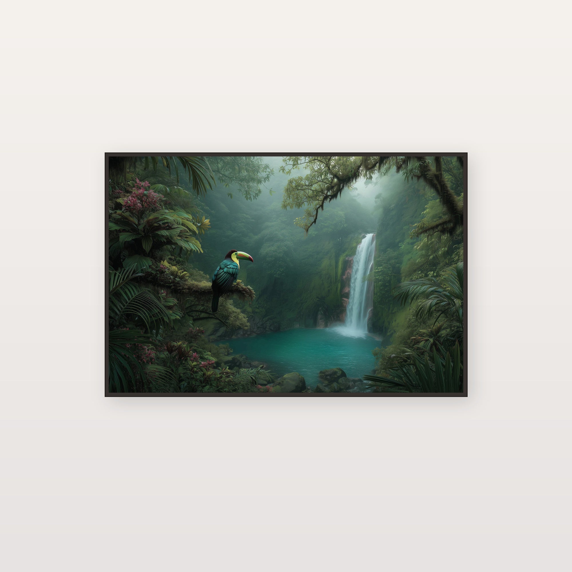 Costa Rica Jungle Canvas Wall Art | Tropical Rainforest Print, Green Nature, Wildlife Decor, Stretched Canvas — costa rica jungle canvas print