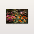 Koi Pond Canvas Wall Art | Lotus Flower Print, Japanese Water Garden, Zen Decor, Stretched Canvas — koi pond lotus canvas print