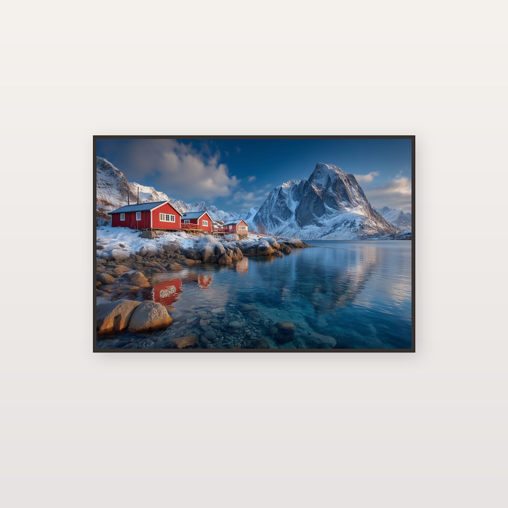 Lofoten Islands Canvas Wall Art | Norway Fishing Village Print, Arctic Coast, Nordic Decor, Stretched Canvas — northern norway lofoten canvas print