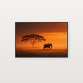 Elephant Safari Canvas Wall Art | African Sunset Print, Wildlife Photography, Nature Decor, Stretched Canvas — safari elephant sunset canvas print