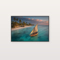 Zanzibar Beach Canvas Wall Art | Dhow Boat Print, African Coast, Tropical Decor, Stretched Canvas — zanzibar beach dhow canvas print