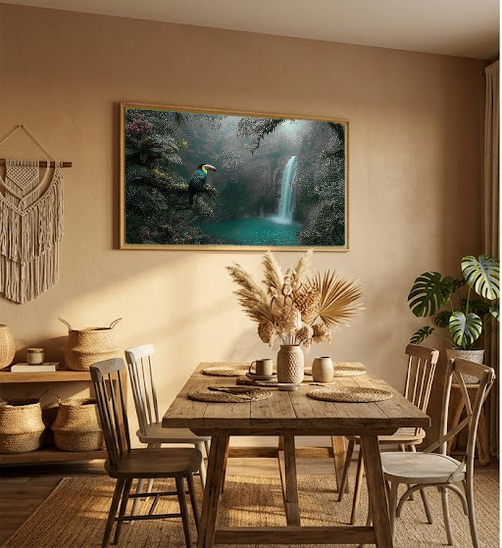 Costa Rica Jungle Canvas Wall Art | Tropical Rainforest Print, Green Nature, Wildlife Decor, Stretched Canvas — costa rica jungle living room wall art