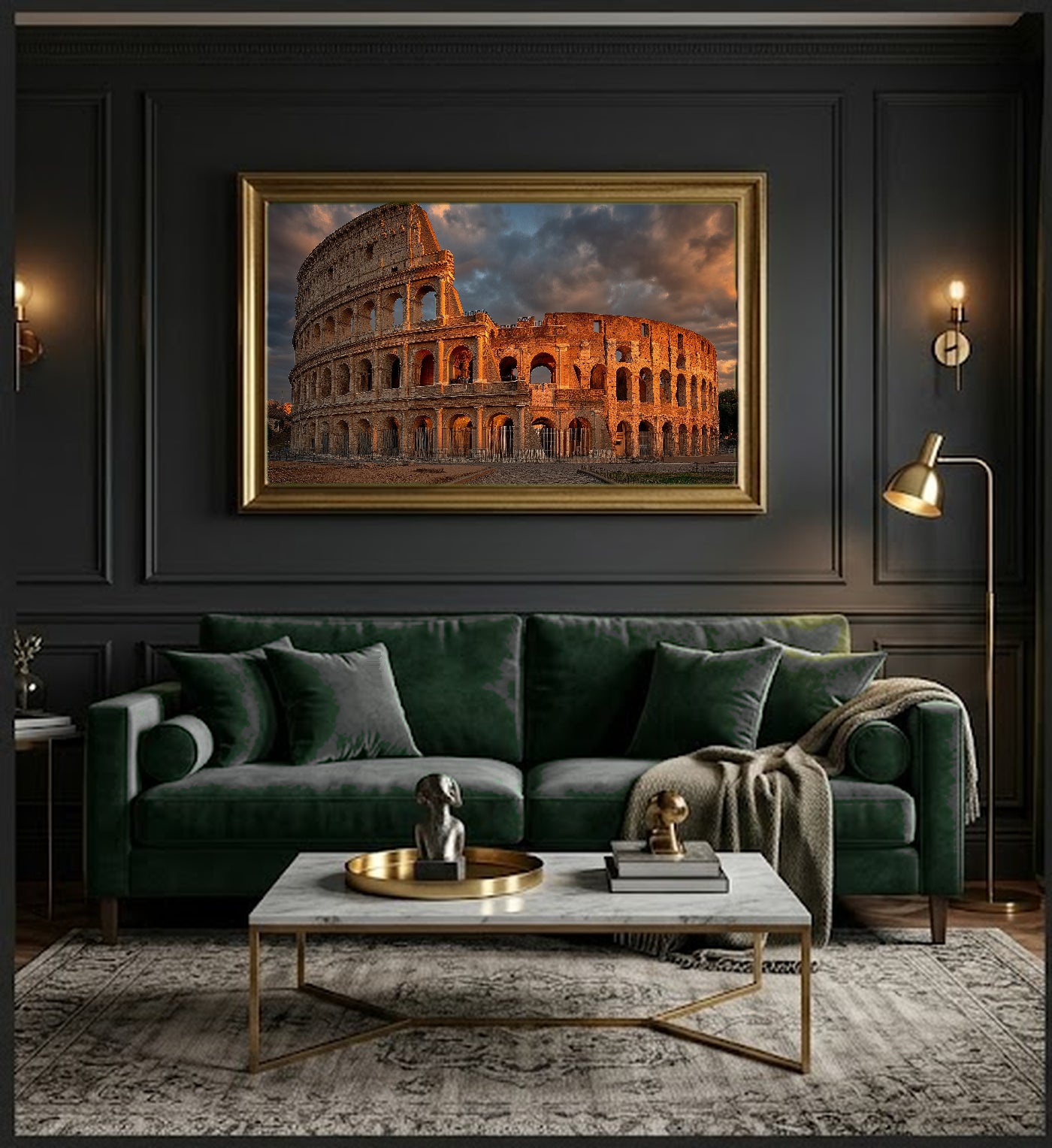 Colosseum Canvas Wall Art | Ancient Rome Print, Italian Landmark, Historical Decor, Stretched Canvas — ancient rome colosseum dining room wall art