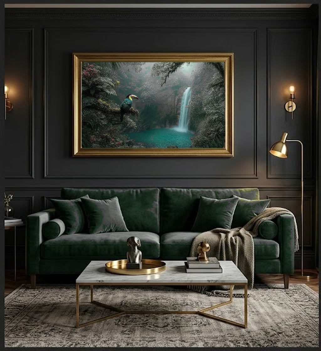 Costa Rica Jungle Canvas Wall Art | Tropical Rainforest Print, Green Nature, Wildlife Decor, Stretched Canvas — costa rica jungle dining room wall art