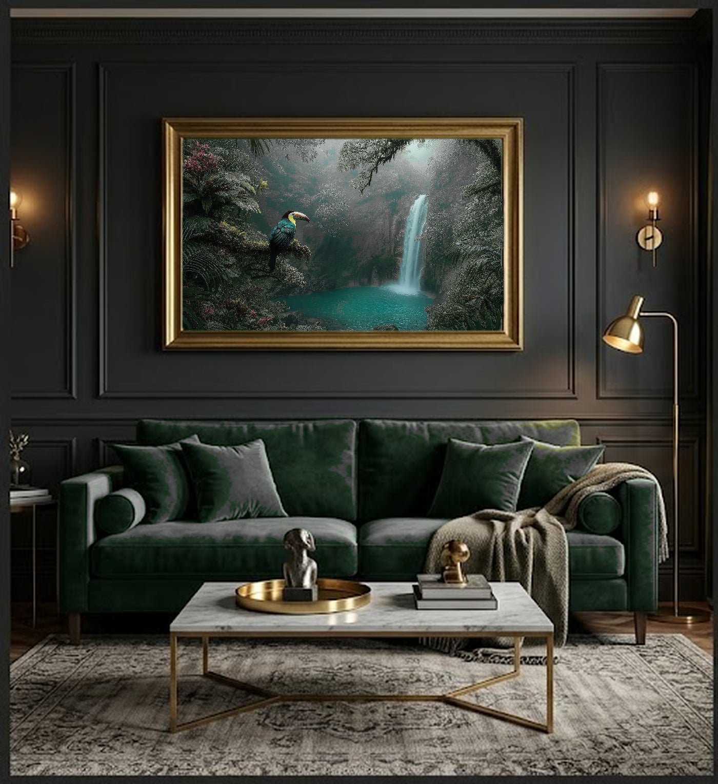 Costa Rica Jungle Canvas Wall Art | Tropical Rainforest Print, Green Nature, Wildlife Decor, Stretched Canvas — costa rica jungle dining room wall art