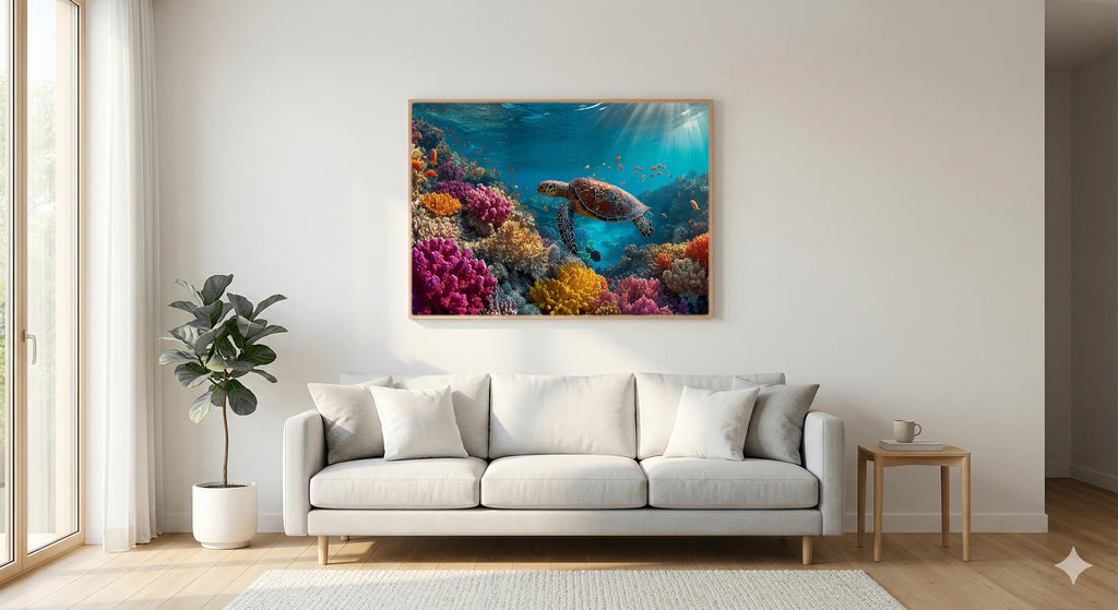 Great Barrier Reef Canvas Wall Art | Underwater Coral Print, Marine Life, Ocean Decor, Stretched Canvas — great barrier reef bedroom wall art