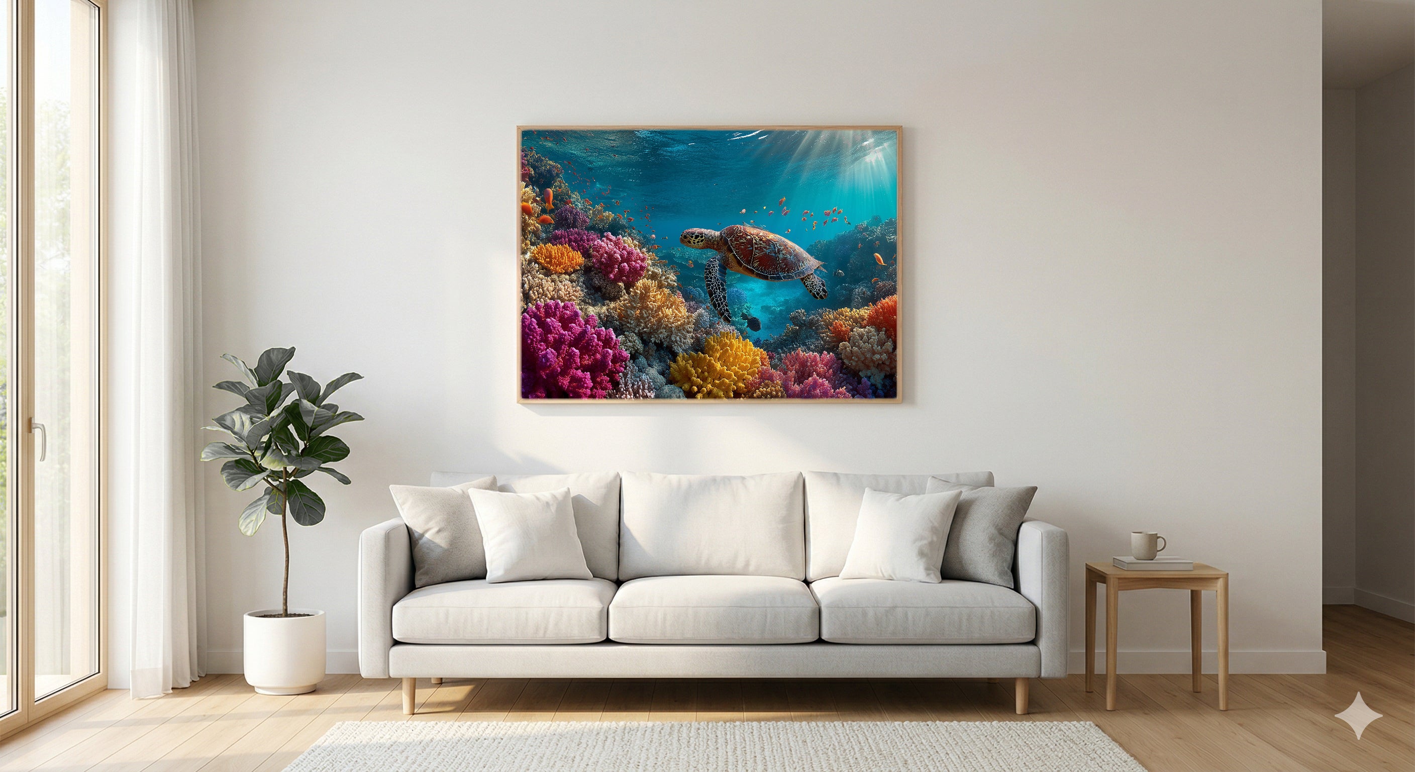 Great Barrier Reef Canvas Wall Art | Underwater Coral Print, Marine Life, Ocean Decor, Stretched Canvas — great barrier reef bedroom wall art