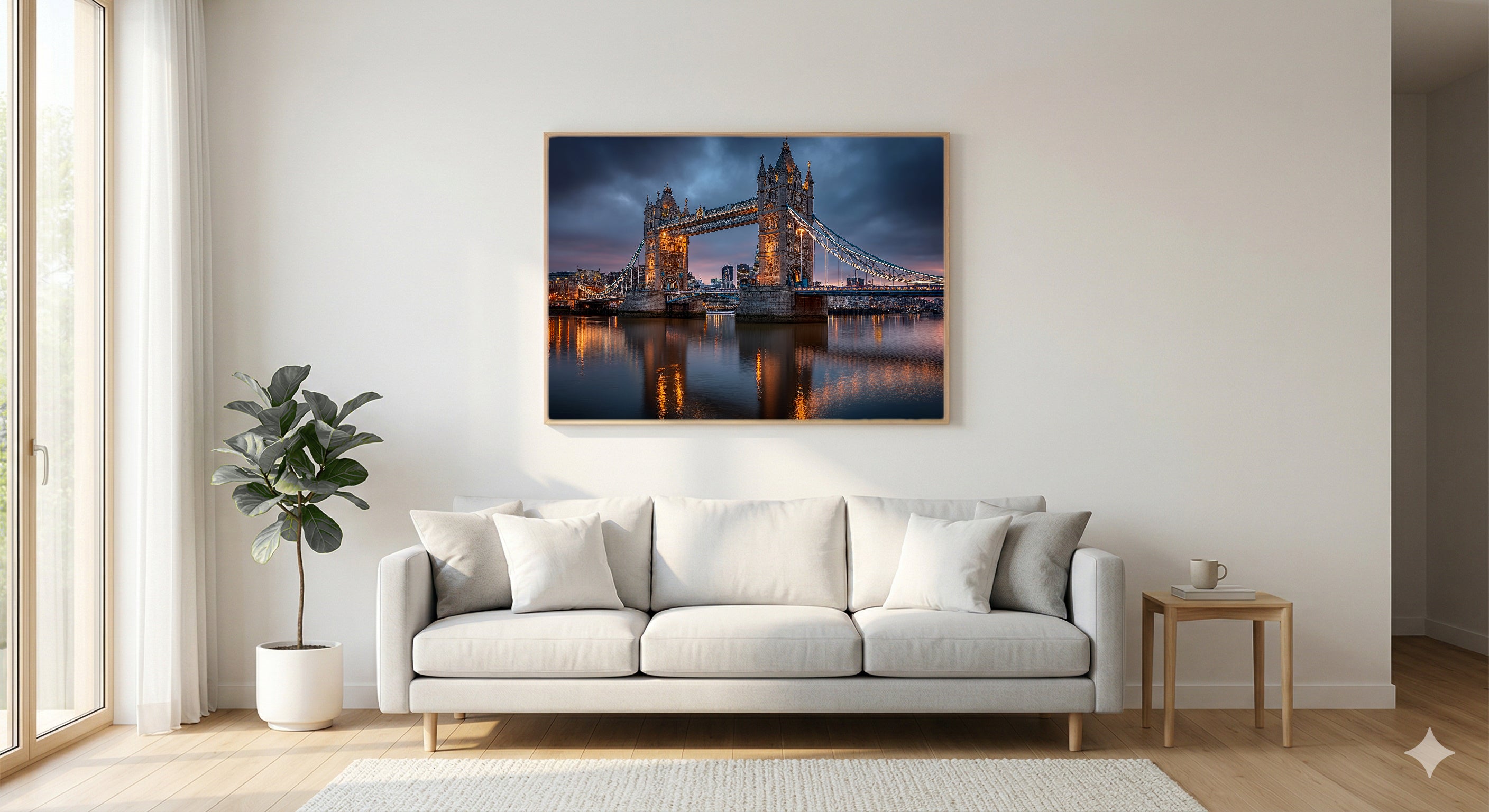 Tower Bridge Canvas Wall Art | London Print, Thames River, British Decor, Stretched Canvas — london tower bridge bedroom wall art